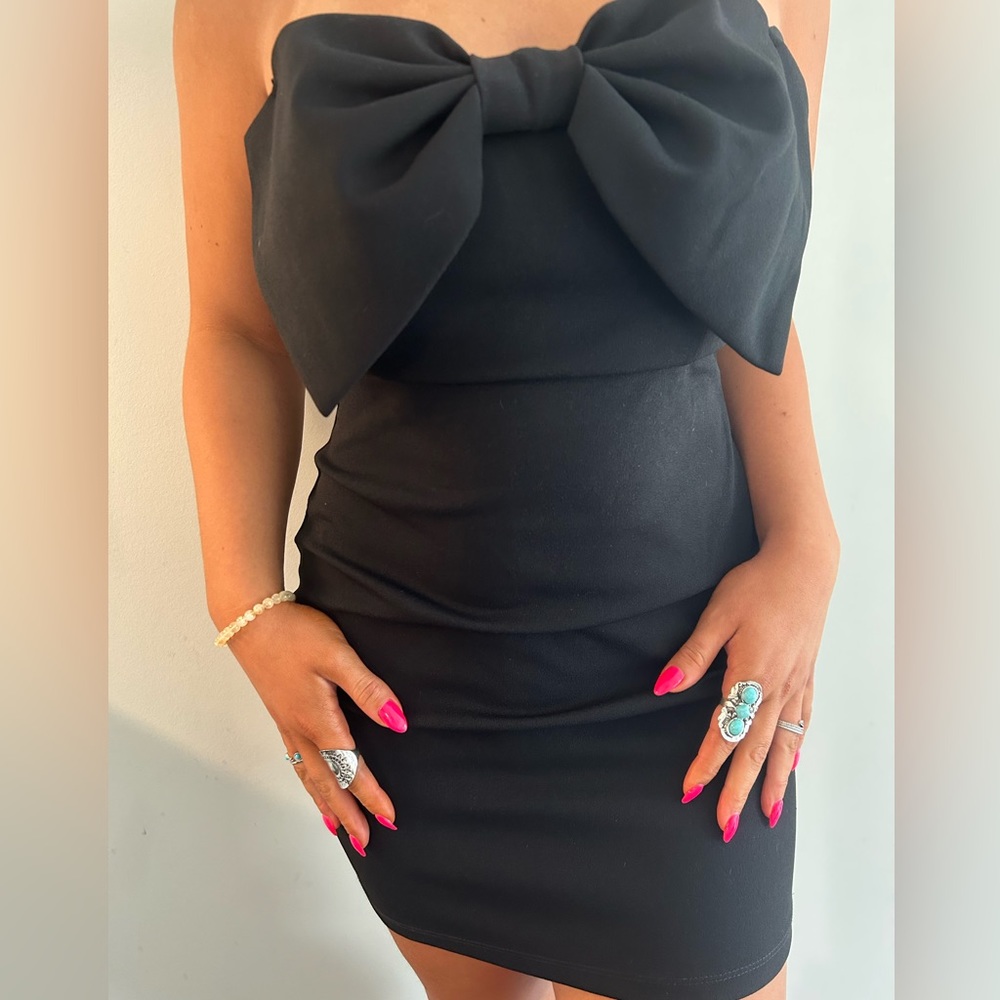 Strapless Black Bow Dress